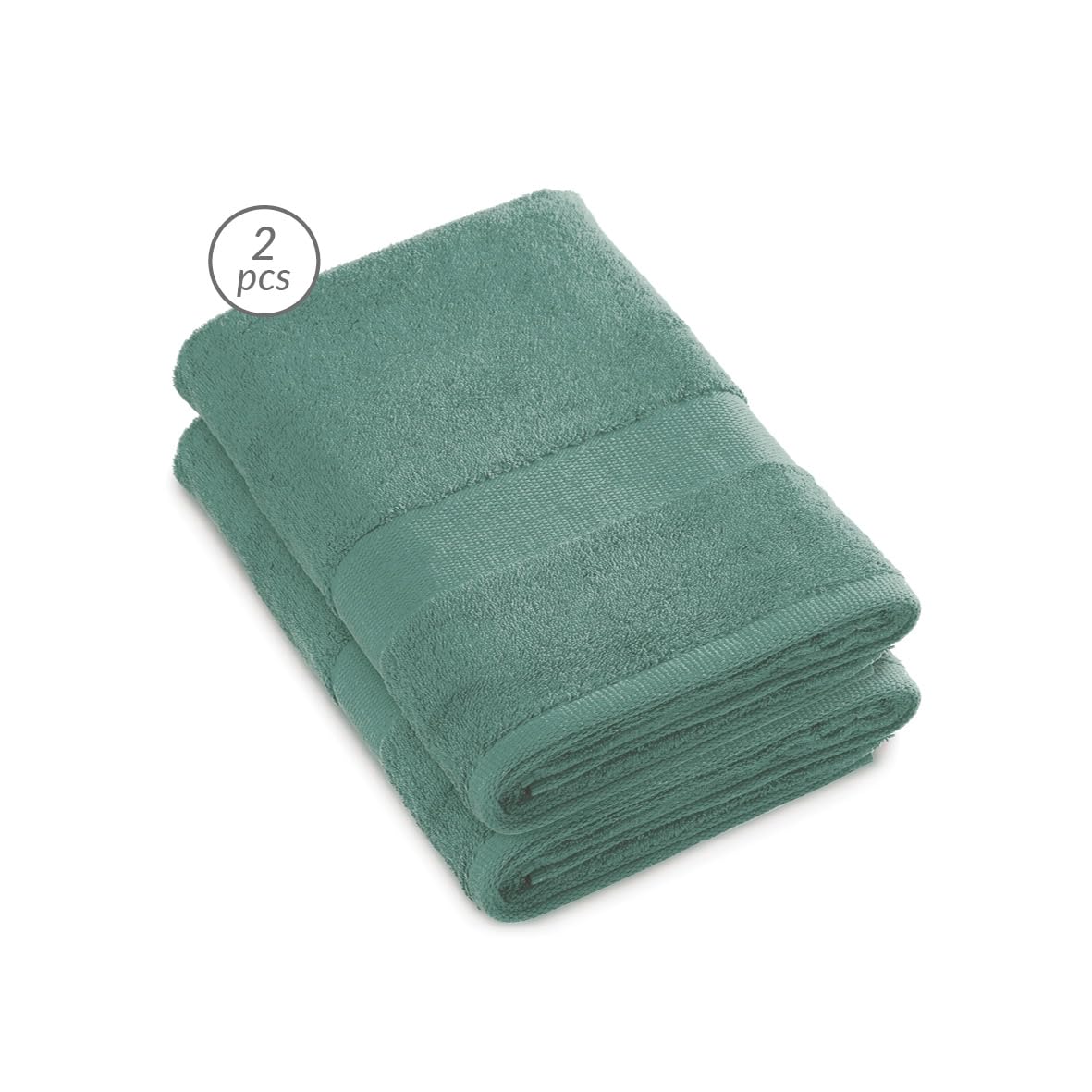 Pure Cotton - Set of 2 Bath Sheets - Terry Cotton - Soft to the Touch - Standard 100 by Oeko-TEX - Washable at 40°C - 2 x 70 x 140 cm - Bottle Green