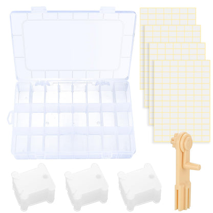 HAOCHEN Embroidery Organizer Box Set, Plastic Embroidery Thread Storage, 106 Pcs Cross Stitch Organiser Box Set with Floss Bobbin Winder and Blank