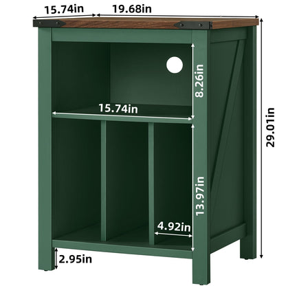 LELELINKY Record Player Stand with Vinyl Record Storage, Green