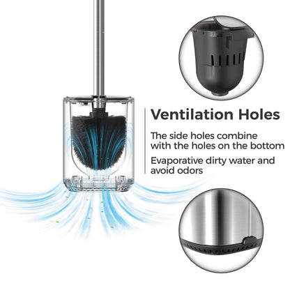 Sleek Toilet Brush Holder Set Toilet Bowl Brush Stainless Steel Automatic Open lid Toilet Bowl Cleaner Brush with Durable Bristle Head Toilet
