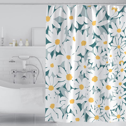 Tennove Shower Curtain 240 x 200cm Flowers Thick Polyester Fabric Mildew Resistant Shower Curtain Liner for Bathroom Decor Waterproof Long Bath