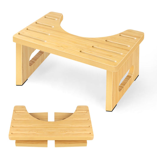 Toilet Stool 7 Inch Bamboo Squatting Step Stool for Adults, Kids & Elderly, Foldable Bathroom Stools, Anti-Slip & Easy to Clean Potty Tool, Poop Stool
