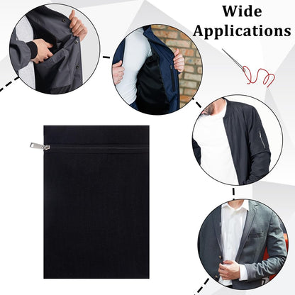 PLIGREAT 3 Pcs Sew-in Side Pocket with Zipper, Colorful Coat Inside Pockets Canvas Hidden Wallet Sew in Pockets for Travel Outdoor Daily Wear