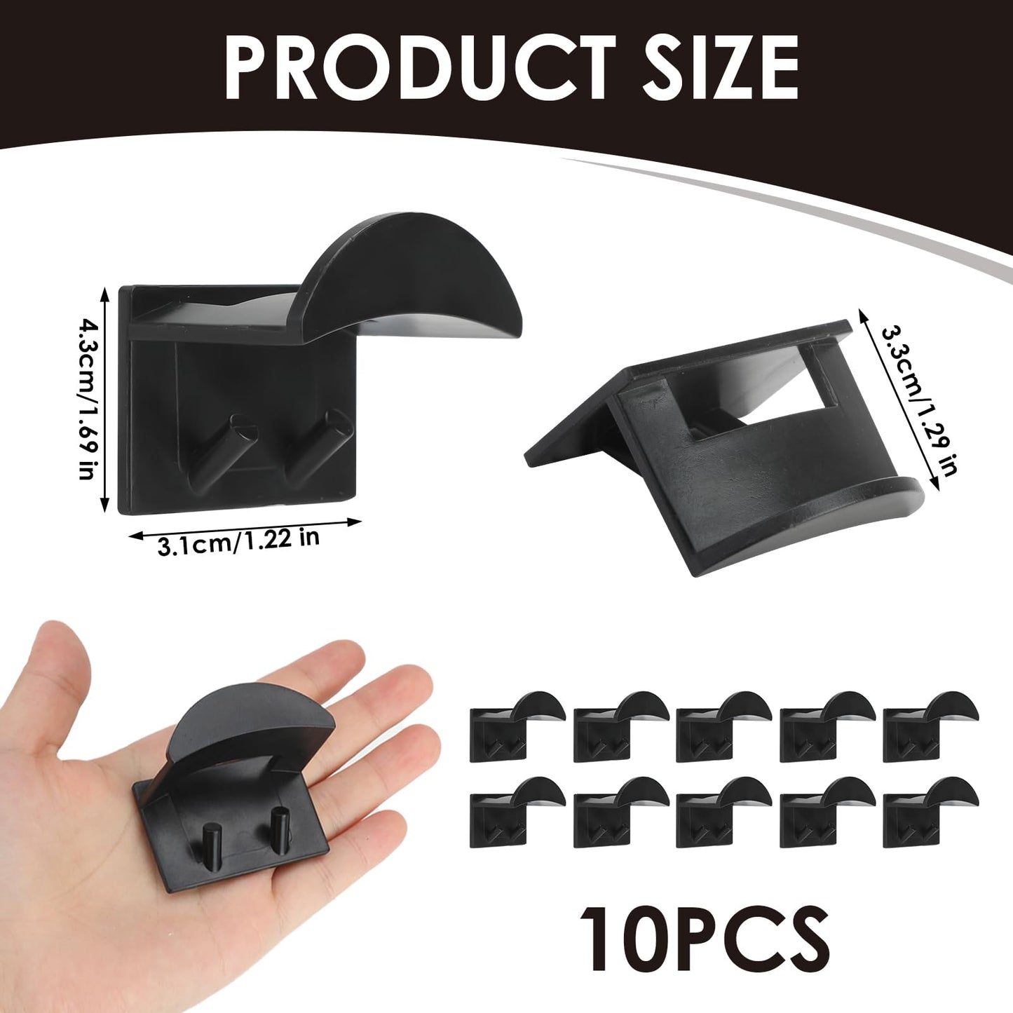 Kasoud Adhesive Hat Hooks for Wall Mounted, 10 PCS Hat Storage for Baseball Caps, Baseball Caps Hat Holder
