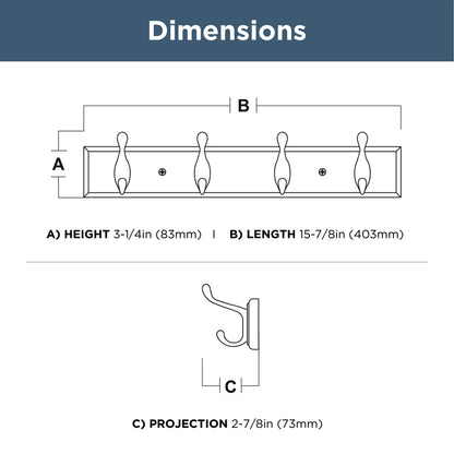 Franklin Brass Casual Curve Wall Mounted Pure White 16 in. Coat Rack, 4 Nickel Hooks, B46717K-PMN-C