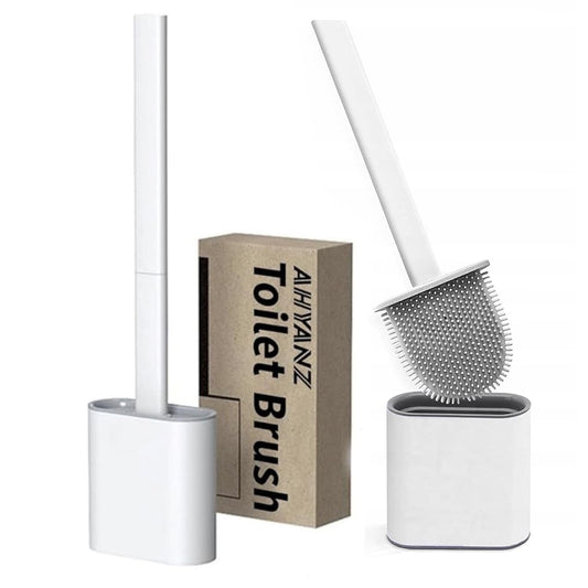 Ahyanz Toilet Brush silicone Deep Cleaner, Excellent quality, Heavy Base for No-Slip Anti-drip, Long Plastic Handle