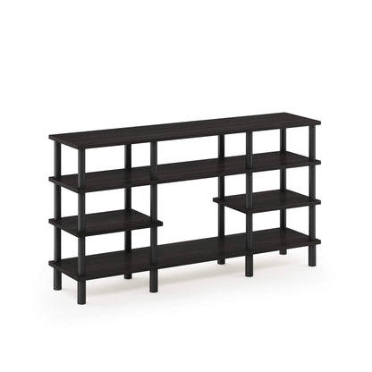 Furinno TURN-N-TUBE TV Stand, 4-Tier Multipurpose Wide Shelf Entertainment Center, TV Console for TV up to 55 Inch, for Living Room, Bedroom, Espresso