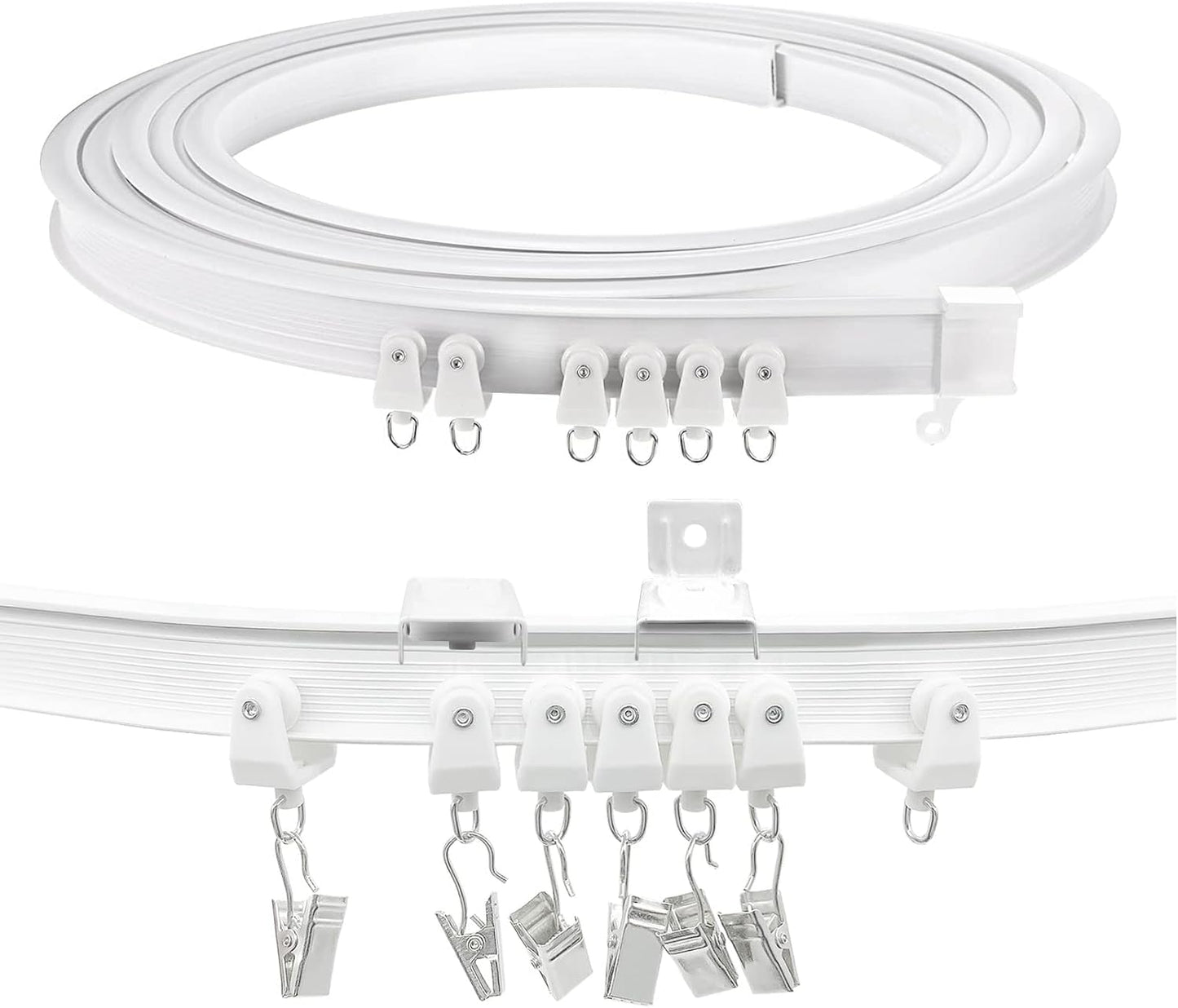 TOKPLNU Curtain Rail, 2.5 Meters Flexible Bendable Ceiling Curtain Track Curved Curtain Rail Track Ceiling Wall Mounted Curtain Tracks and Fittings