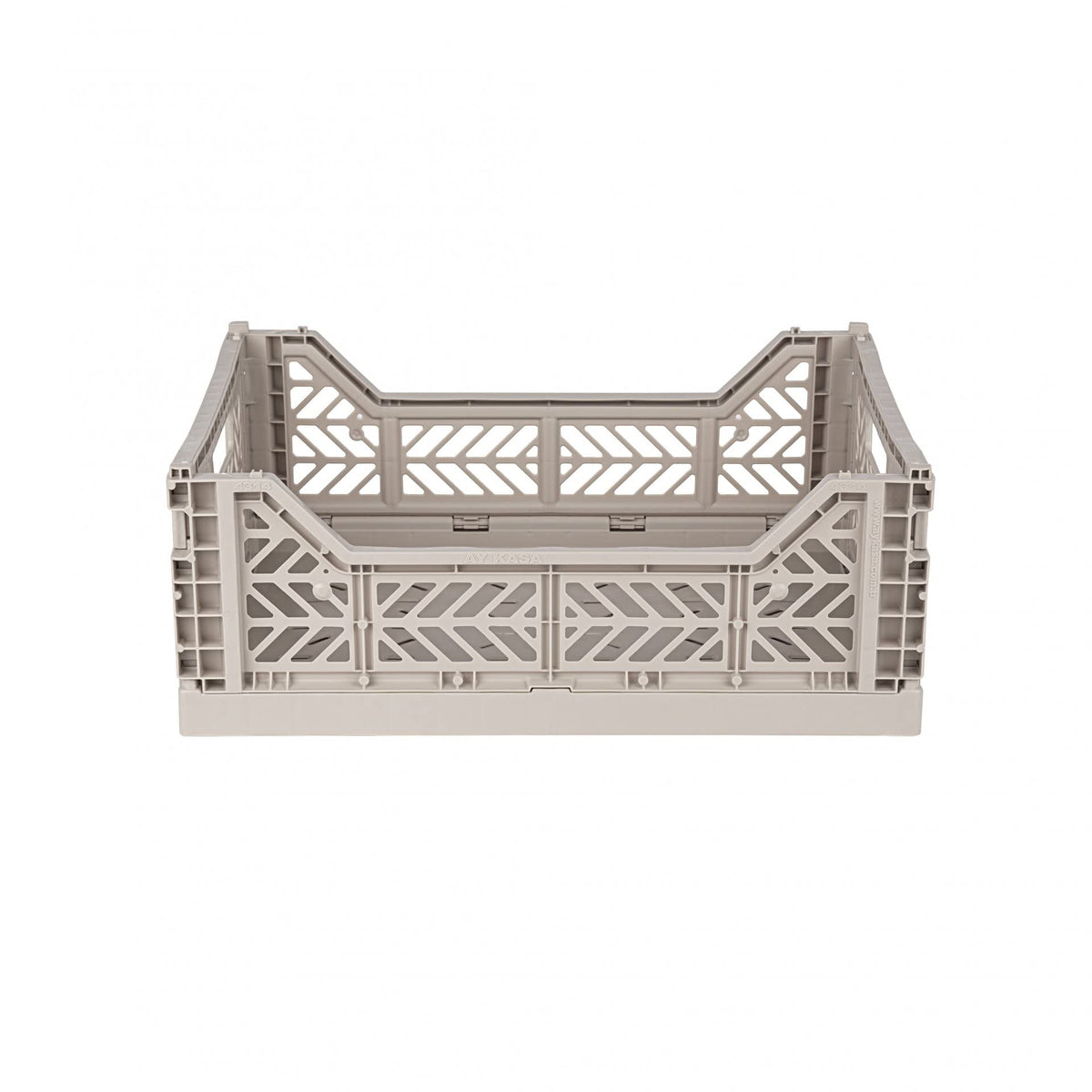 AYKASA Folding Crate, Sturdy Folding Box, Plastic, Stackable, Sand, Midi (40 x 30 x 14 cm)