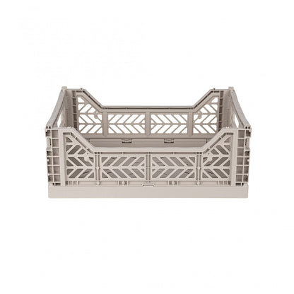 AYKASA Folding Crate, Sturdy Folding Box, Plastic, Stackable, Sand, Midi (40 x 30 x 14 cm)