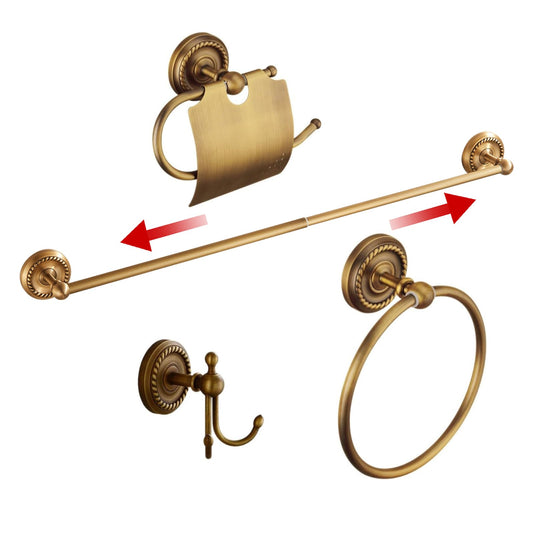 Antique Brass 4-Piece Bathroom Hardware Set, Wall Mounted Towel Hanger Toilet Paper Holder Robe Hooks, Vintage Antique Bathroom accessories Set