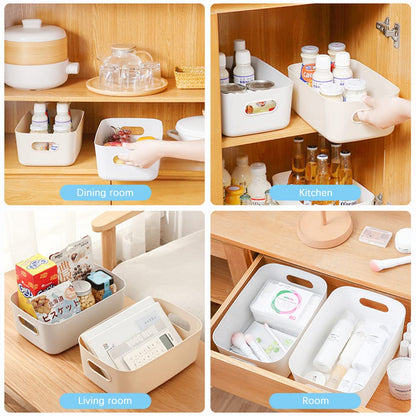 Bgfuni Set of 8 Small Plastic Storage Baskets, Office Home and Kitchen Tidy Organiser, White Studio Baskets for Small