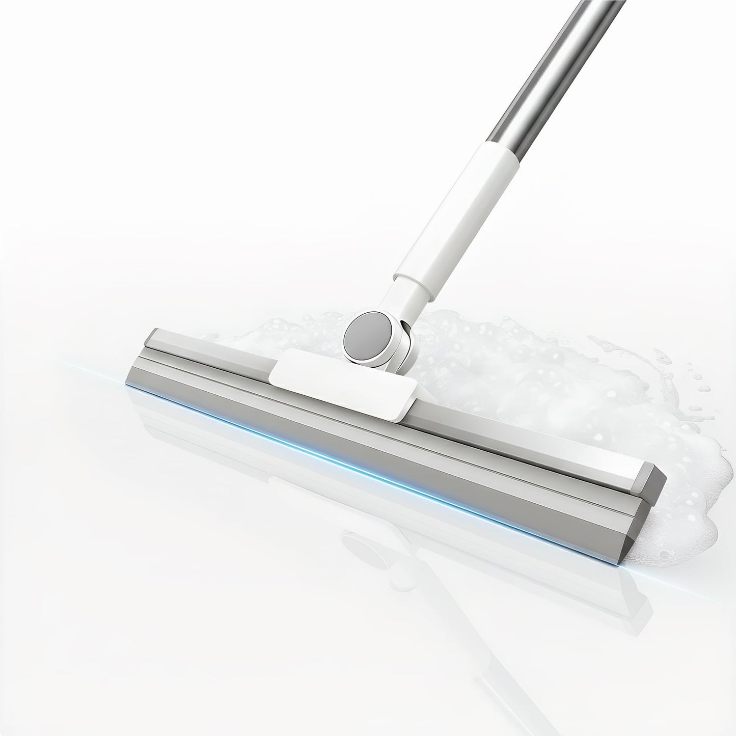 Floor Squeegee & Pet Hair Remover with Flexible 42cm Rubber Blade | 133cm Stainless Steel Handle & 180? Swivel Head | Long-Handle Floor Wiper for