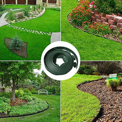 Flexible Lawn Edging 10m,Plastic Garden Edging Border [Extra Tall 10cm Hight]with 30pcs Securing Pegs, Landscape Edging Kit Mini Fence for Flower Beds Pavement-Green