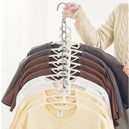 10-Pack Clothing Chain Hanger, Metal Space-Saving Closet Organizer, Anti-Wrinkle 7 Loop Organizer for Clothes, Dorm Room Essentials