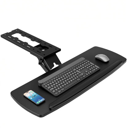 AX WABER Keyboard Tray Under Desk with Storage Drawer, Height Adjustable Keyboard Tray Slide Out 360° Swivel Tilt