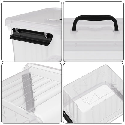 Annkky 6 Liter Small Plastic Storage Box with Lid, Clear Lidded Boxes