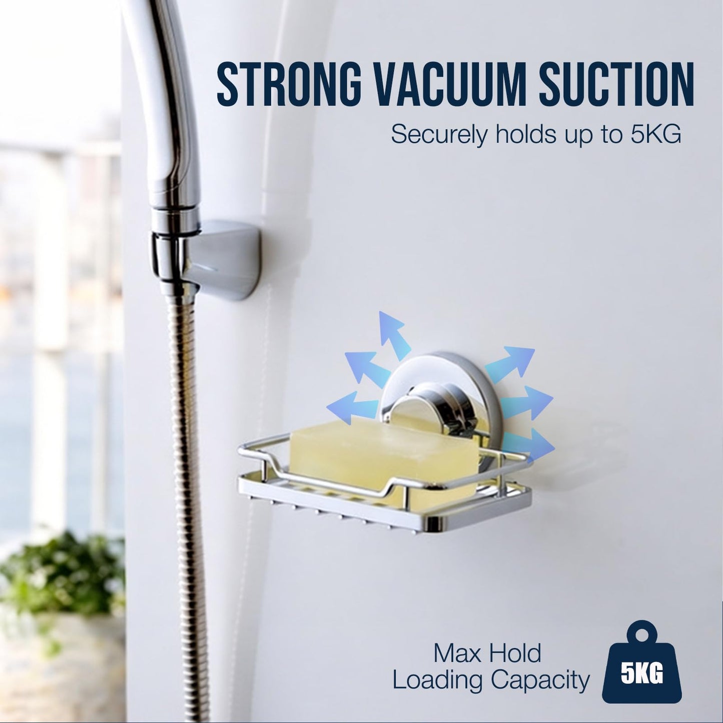 Poywaze Suction Soap Dish for Shower, Stainless Steel Soap Holder with Strong Vacuum Suction Cup, No Drilling Soap Holder Basket