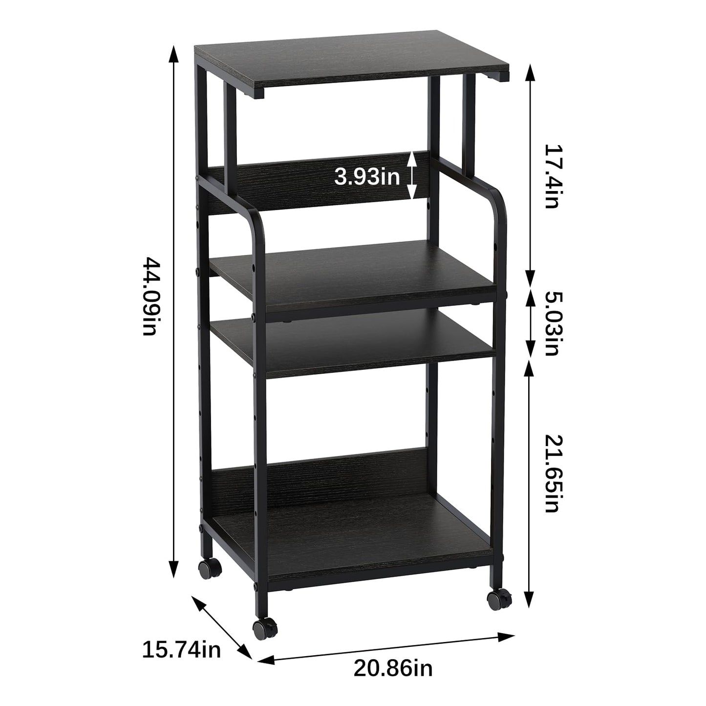 4-Tier Printer Stand, Large Printer Table on Wheels, Movable Printer Stand