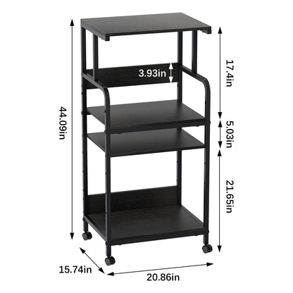 4-Tier Printer Stand, Large Printer Table on Wheels, Movable Printer Stand