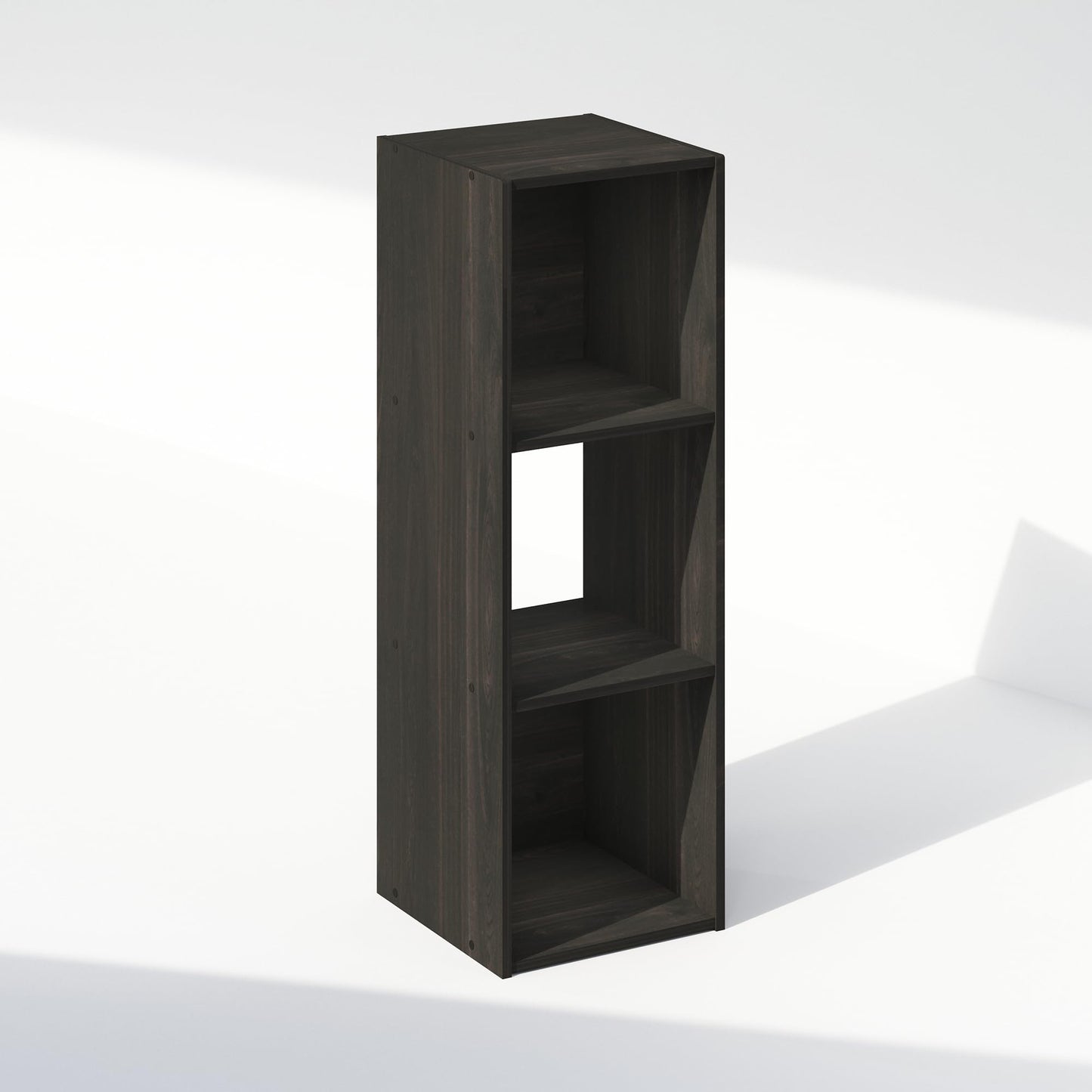 Furinno PELLI Book Shelf, 3-Cube Bookshelf, Cube Storage Organizer Bookcase, 11.7 x 12.1 x 35.4, for Living Room, Bedroom, Home Office, Espresso