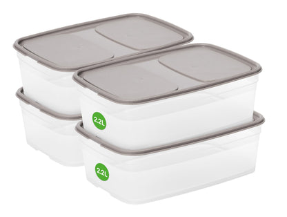 SmartStore Leakproof Food Storage Container 2,2L - Set of 4 | Dishwasher, Fridge, Microwave Safe | Lunch Box Meal Prep | Food Approved, BPA Free