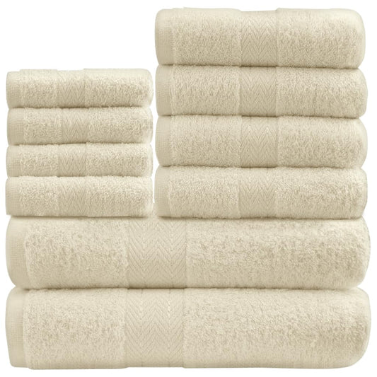 GC GAVENO CAVAILIA 10 Piece Towel Bale Set | Quick Drying Cotton Towel Highly Absorbent 450 GSM Cream Towels Set | Bathroom Towels Bale Set 4x Face 4x