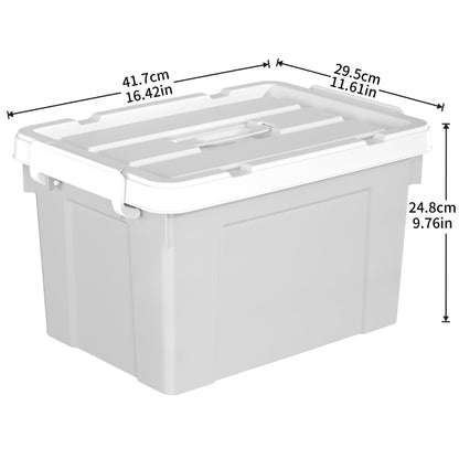 Cetomo 20L*4 Storage Boxes, Carry Plastic Storage Box with Lids, Organizing Container with Handle and Secure Latching Buckles, Stackable, Nestable