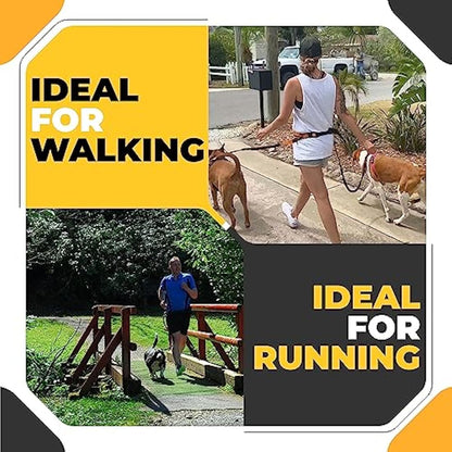 Barkswell Hands Free Dog Lead for 2 Dogs - Running Lead for Two Dogs/Dog Walking Belt for Multiple Dogs