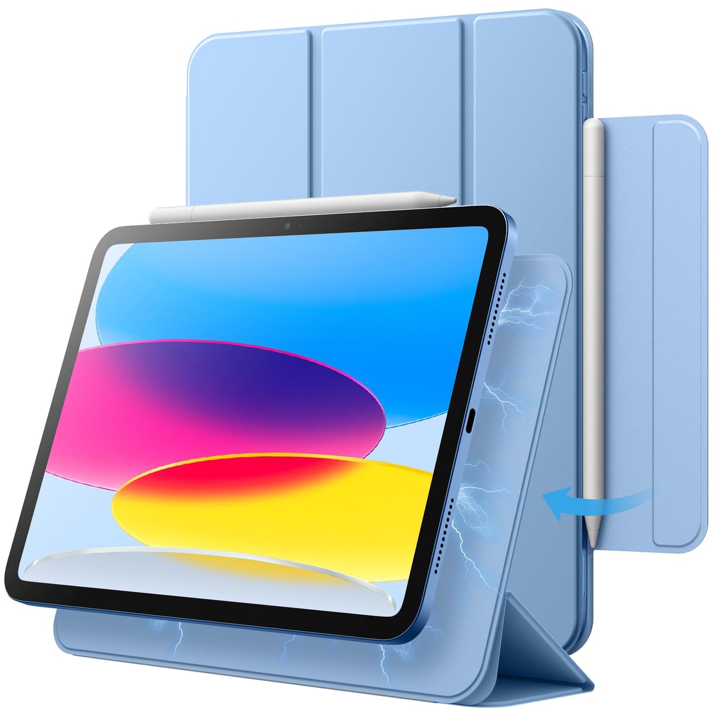 JETech Magnetic Case for iPad (A16) 11th/10th Generation (2025/2022), Magnetic Attachment, Slim Tablet Cover with Auto Wake/Sleep (Blue)