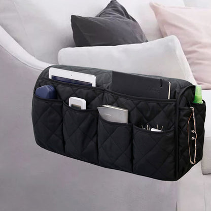 Sofa Armrest Organizer Waterproof Arm Rest Storage Bag Anti-Slip Couch Bedside Armchair Caddy Recliner Arm Protector Cover with 14 Pockets for Remote