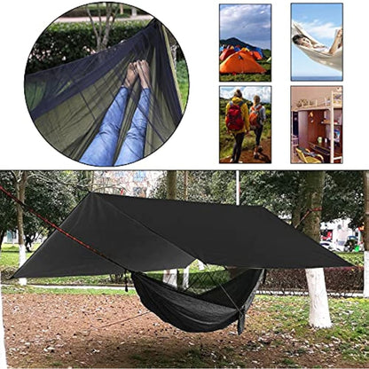 Oversized rain rope tarp and camping hammock with mosquito net, portable single double hammock with tree strap hammock set for camping, backpacking hikes, outdoor backyard