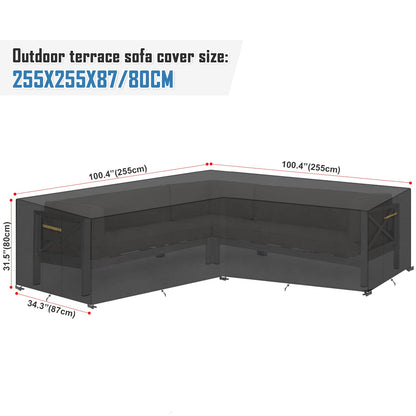 VANSHEIM Corner Sofa Cover V Shape Waterproof V Shaped Garden Furniture Covers Waterproof Outdoor Rattan V-Shape Sofa Cover with Straps,Drawstrings