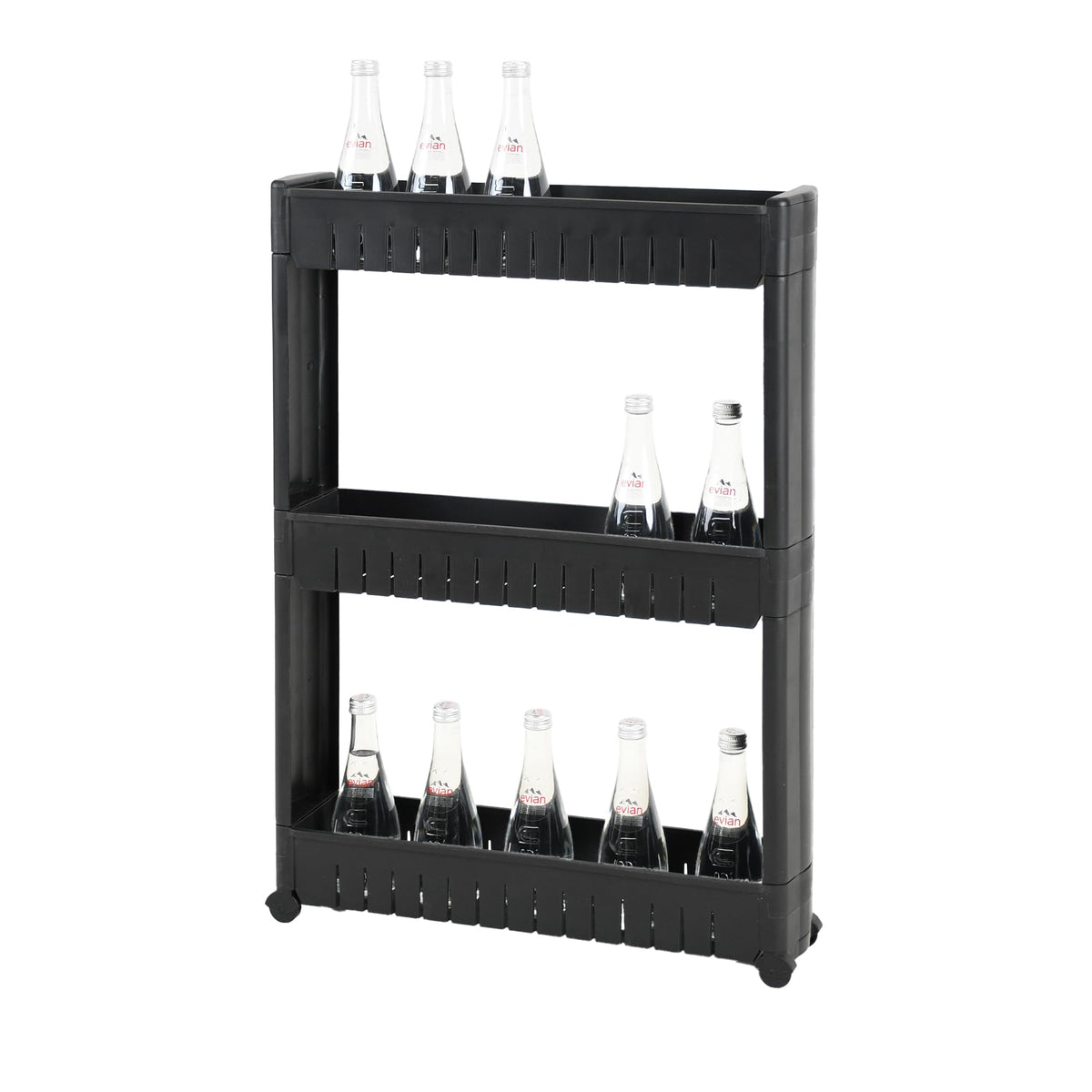 Amig - Narrow Storage Trolley with Wheels Böken - Black - 54 x 12 x 78 cm - 3-Tier Storage Unit for Bathroom