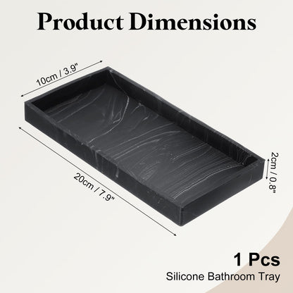 sourcing map Bathroom Vanity Tray, 7.9" x 3.9" Silicone Soap Dispenser Trays, Shatterproof Kitchen Sink Organizer for Soaps Keys Candle Trinket