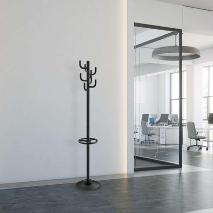 MAUL MAULpolaris Coat Rack 36.5 x 36.5 x 177 cm Coat Stand with Umbrella Holder and 8 Hooks Hallway Coat Rack for Office, Reception Area