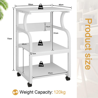 PUNCIA 50x40x73cm Large Printer Stand, Storage Unit with Adjustable Shelf