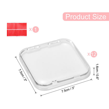 sourcing map 12 Pcs Press on Nail Storage Box with Adhesive Double Sided Tape, Acrylic Nail Display Box for Nail Salon Home Storage Supplies