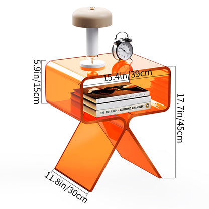 solaround Acrylic Side Table, No Assembly, 39 x 30 x 45 cm, Orange