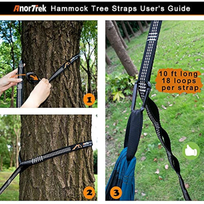 AnorTrek Professional Camping Hammock with Mosquito Net, Lightweight Portable Double Hammock with Two 10 FT Hammock Tree Straps, 230T Nylon Hammock for Camping Hiking Garden Backpacking (Green)