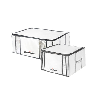 Compactor Set of 2 Space Saving Vacuum Storage Boxes, For Wardrobes, Bedrooms and Lofts, Clothes Organiser, Pillow, Bedding and Duvet Storage