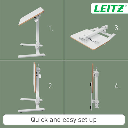 Leitz Ergo Small Foldable Sit Stand Desk, Portable Laptop Desk, White