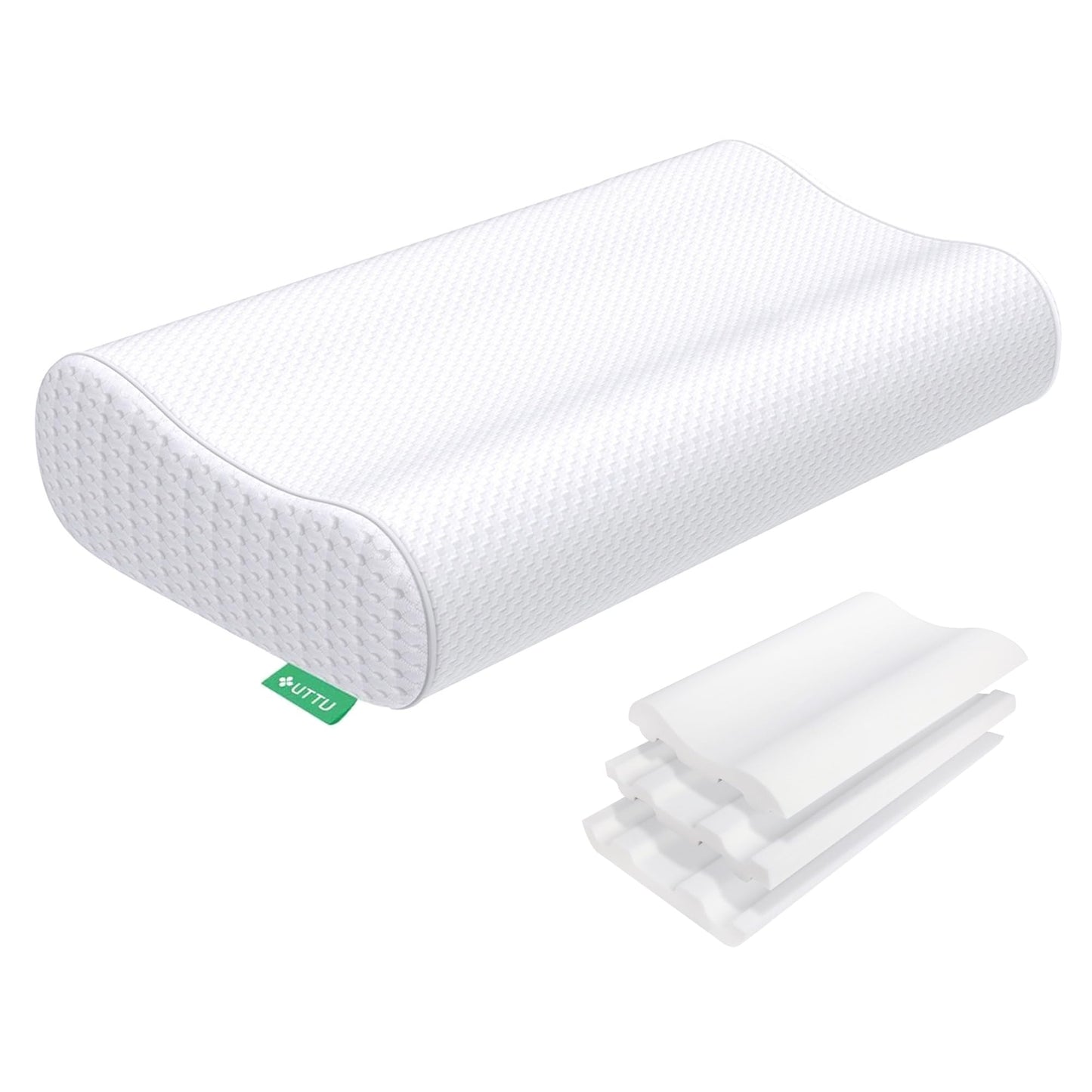 UTTU Cervical Pillow for Neck Strain Relief, Memory Foam Neck Pillow for Sleeping, Adjustable Orthopedic Sandwich Pillow, Contour Cooling for Side