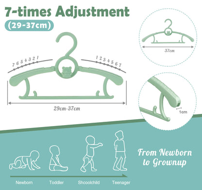 Anstore Children's Clothes Hangers, Pack of 20, Growing Children's Clothes Hangers, Space-Saving with Stackable Bear Hooks