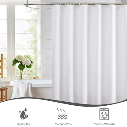 hjwanyin Shower Curtain, Long Shower Curtain Made of Mould PEVA, Stylish and Water Repellent Shower Liner for Bathroom (White, 180 * 200cm)