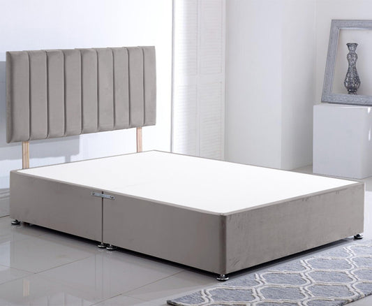 ComfoRest - Elegant 5FT King Size Divan Bed, NO DRAWER | Minimalist Frame for Modern Bedrooms | Durable Design for Versatile Interiors (Silver Plush)