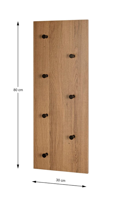 HAKU Wardrobe Oak, Black, MDF, Metal - Dim.: W 80 cm x H 30 cm x D 5 cm, Style: Modern