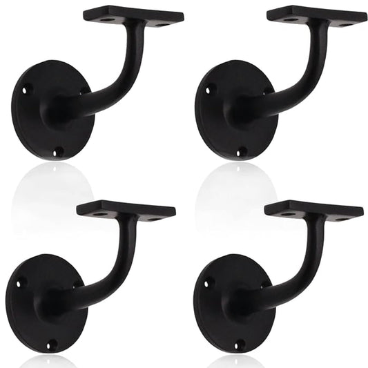 Matt Black Handrail Brackets for Stair Bannister Handrail Wood and Steel Handrail - Pack of 4