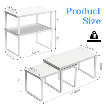 Gudui Kitchen Cupboard Shelf Organiser Counter Storage Organisation, White