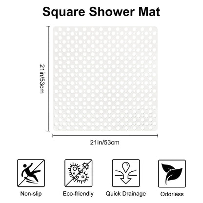 EIVINJE Shower Mat Non Slip Anti Mould: 53 x 53 cm Square Shower Mats for Inside Shower